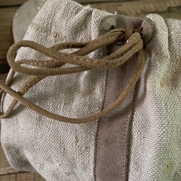 BOOGIE Ivory Linen Tall Scrunch Boot with Suede Accents Size 8 - Picture 10 of 14